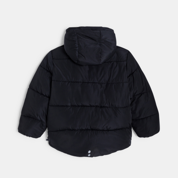 سترة منفوخة مبطنة طويلة بغطاء رأس باللون الأخضر للأولاد